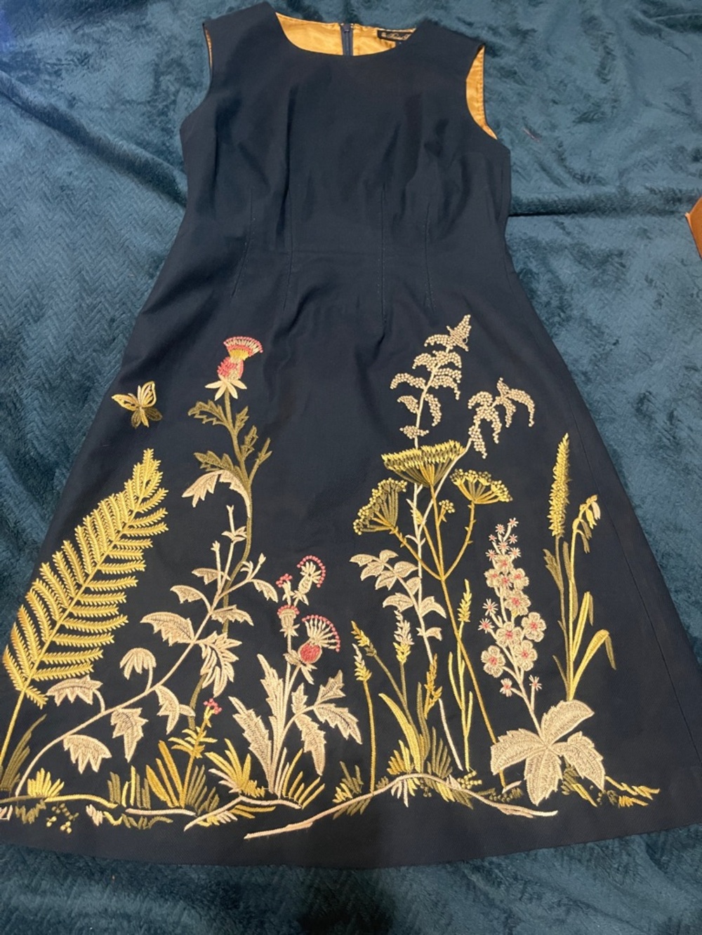 Brooks Brothers Navy Dress with Gold Lining and Label